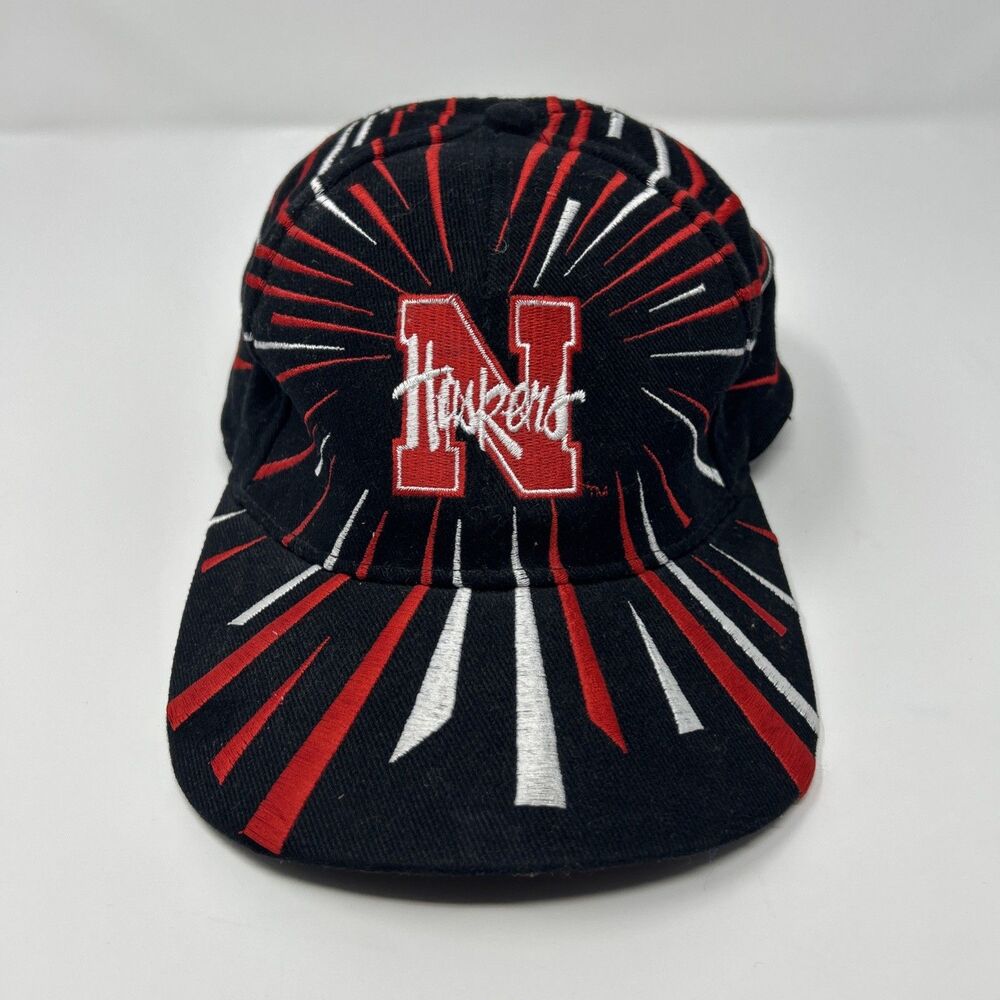 Vintage 90s Nebraska Huskers Official Licensed Shatter Snapback Hat Black SS